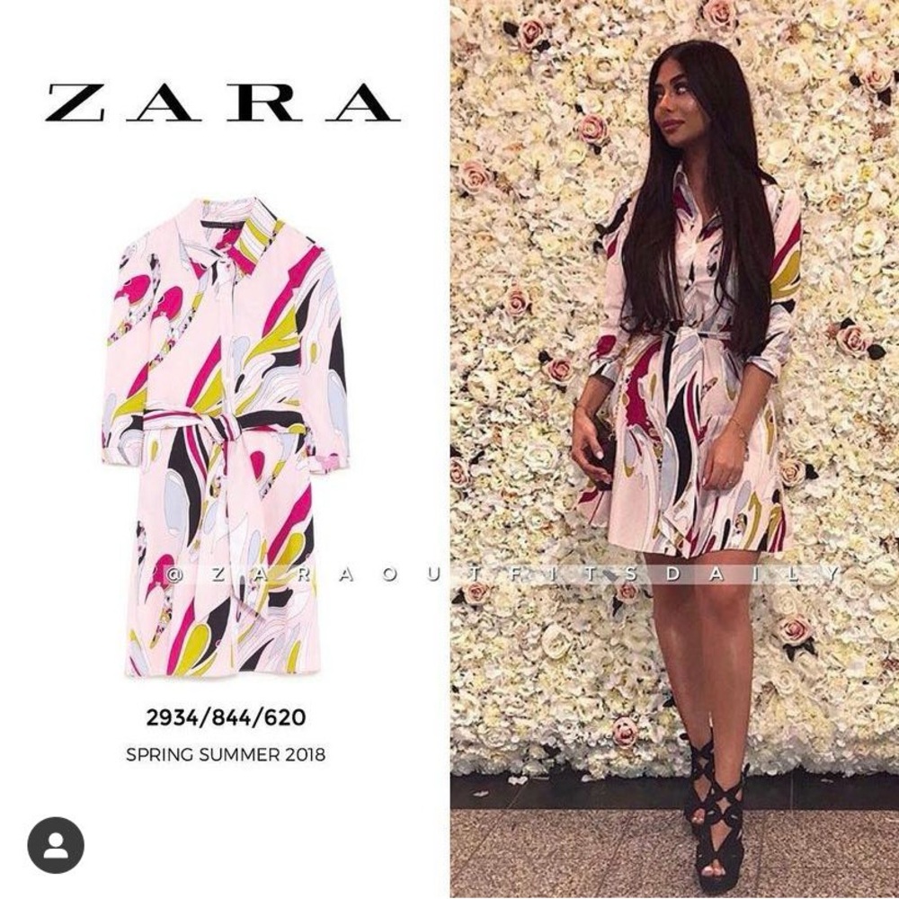 Zara Printed Belted Dress